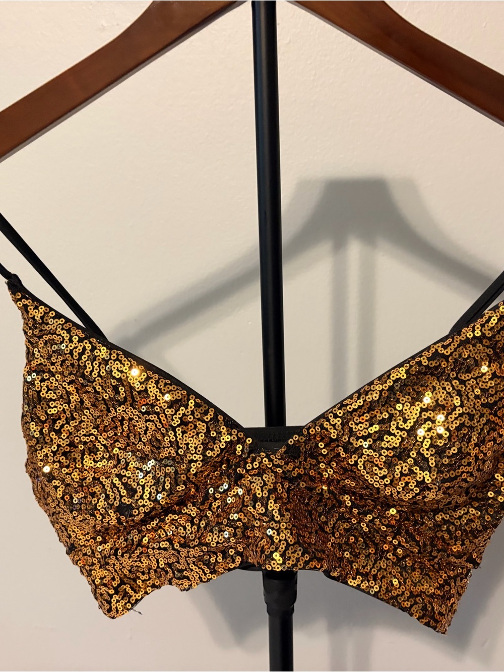Gold Sequin Bandeau Bralette - Sparkle Accent